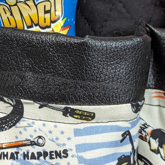 Hand Crafted "What Happens In The Garage" Bingo/Tote Bag W/ Chain Handles - Picture 4 of 5